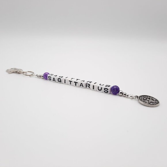 Sagittarius Optimist Zodiac Astrology Beaded Keychain Handmade Accessory - Picture 2 of 9